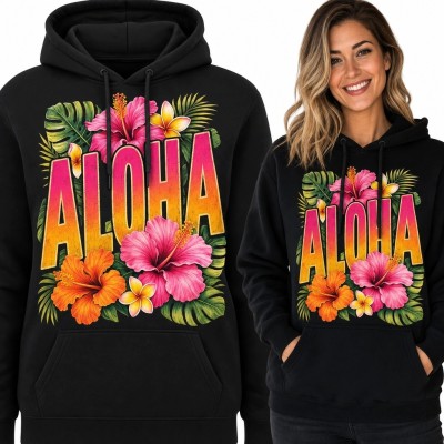 Bluza damska z kapturem „Aloha” - tropikalne kwiaty