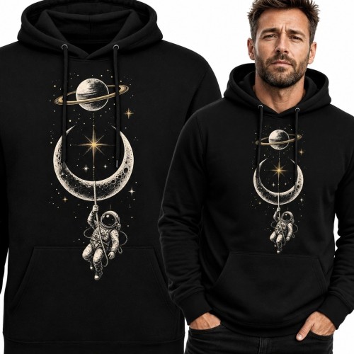 Bluza męska z kapturem - astronauta na sierpie Księżyca