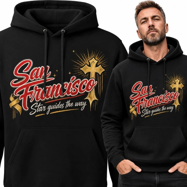 Bluza męska z kapturem ze spadającą gwiazdą i napisem „San Francisco”