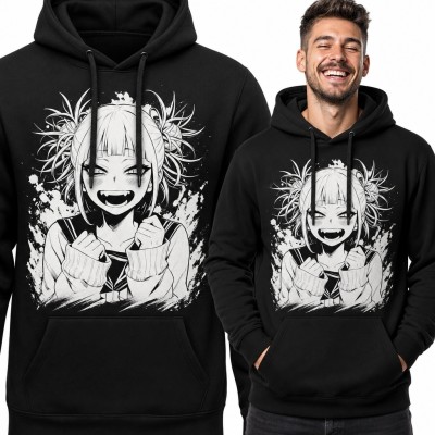 Bluza męska z kapturem - mroczna dziewczyna anime z ostrymi kłami