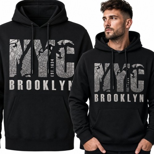 Bluza męska z kapturem „NYC” i „Brooklyn” - nowojorski streetwear