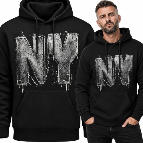 Bluza męska z kapturem z monogramem „NIN” - industrialny grunge