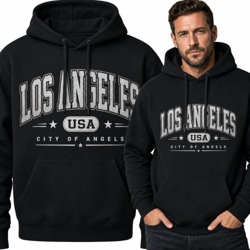 Bluza męska z kapturem „Los Angeles” - miejski motyw USA w stylu college