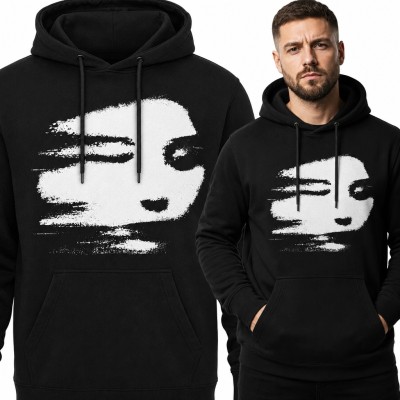 Bluza męska z kapturem - abstrakcyjna biała twarz