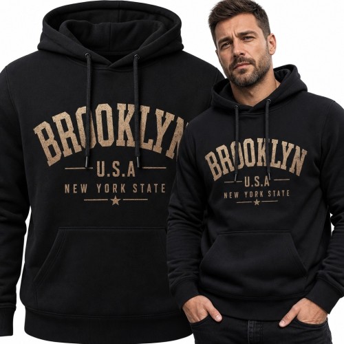 Bluza męska z kapturem „Brooklyn” - miejski motyw college