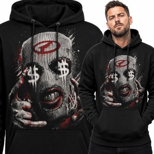 Bluza męska z kapturem - zamaskowana postać z dolarowymi oczami