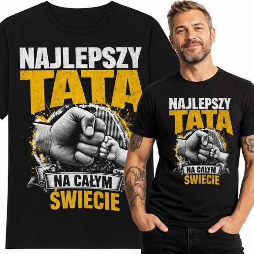 Koszulka męska „Najlepszy tata na całym świecie” - żółwik ojca i dziecka