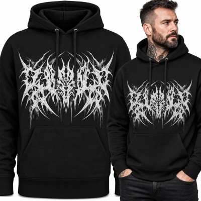 Bluza męska z kapturem - kolczasty emblemat ekstremalnego metalu
