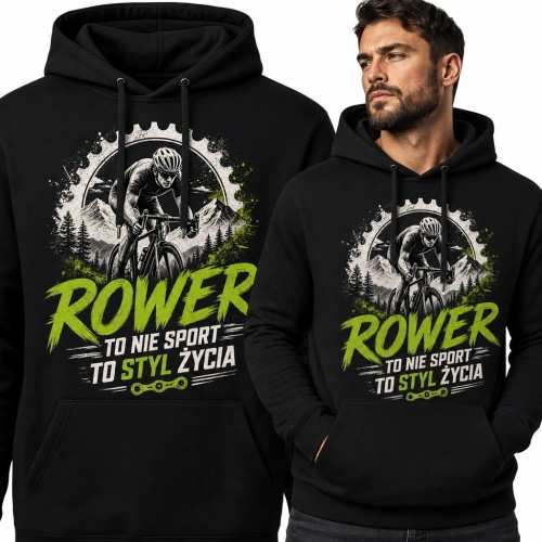 Bluza męska z kapturem dla kolarza „Rower to nie sport to styl życia”