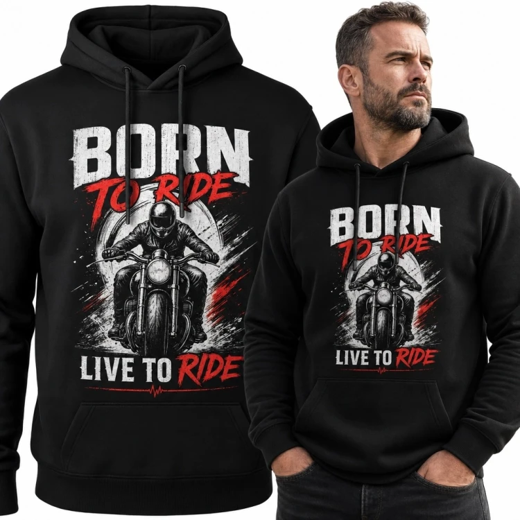 Bluza męska z kapturem dla motocyklisty - „Born to Ride”