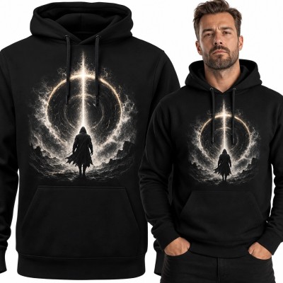 Bluza męska z kapturem - samotny wojownik pod kosmicznym pierścieniem