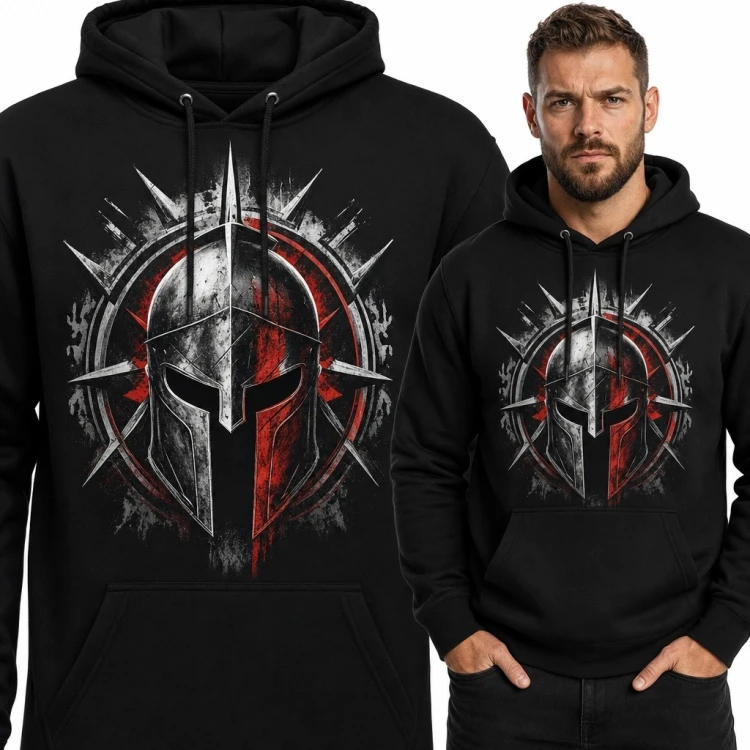 Bluza męska z kapturem - antyczny hełm wojownika