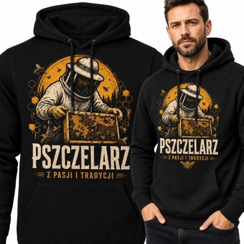 Bluza męska z kapturem dla pszczelarza „Pszczelarz - z pasji i tradycji”