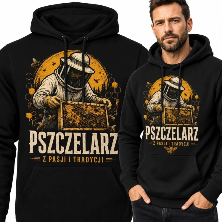 Bluza męska z kapturem dla pszczelarza „Pszczelarz - z pasji i tradycji”