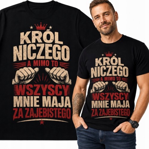 Koszulka męska „Król niczego” - humorystyczny nadruk z koroną