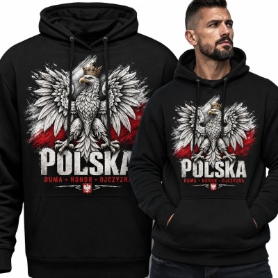 Bluza męska z kapturem z orłem i napisem „Polska - Duma • Honor • Ojczyzna”