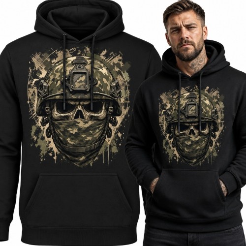 Bluza męska z kapturem - czaszkowy operator taktyczny