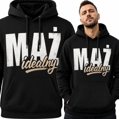 Bluza męska z kapturem „Mąż idealny” - humorystyczny napis