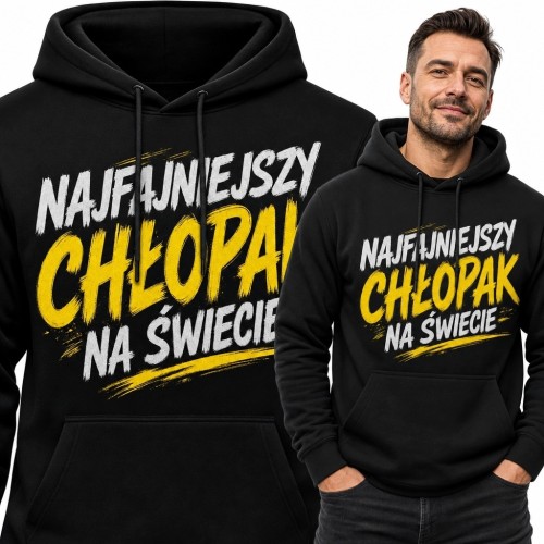 Bluza męska z kapturem „Najfajniejszy chłopak na świecie” - wyrazisty napis