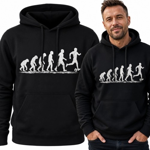 Bluza męska z kapturem - ewolucja człowieka na hulajnodze