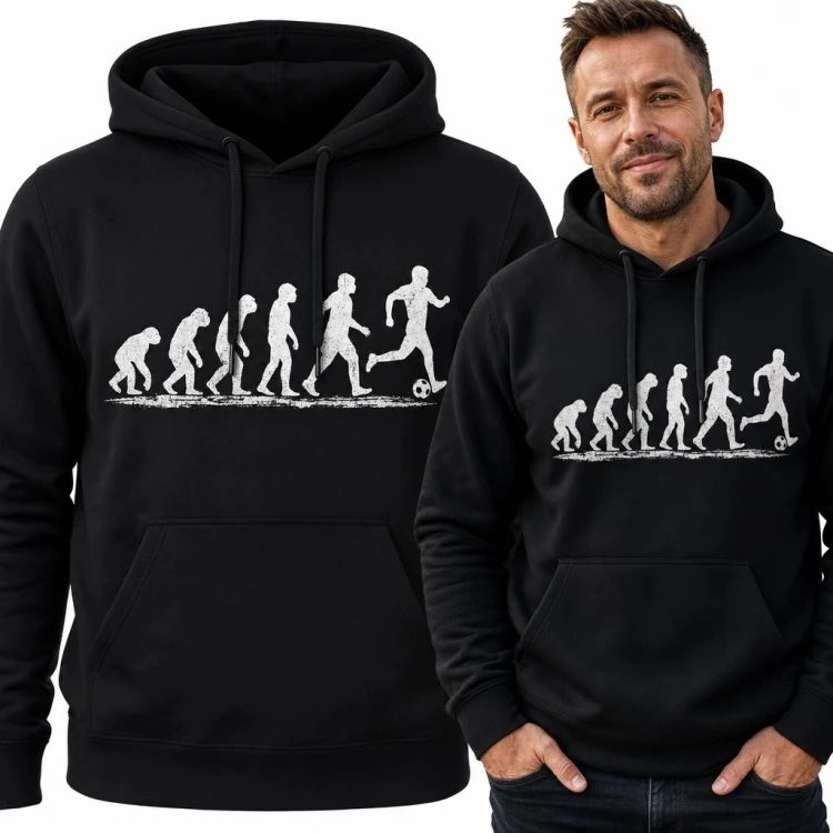Bluza męska z kapturem - ewolucja człowieka na hulajnodze