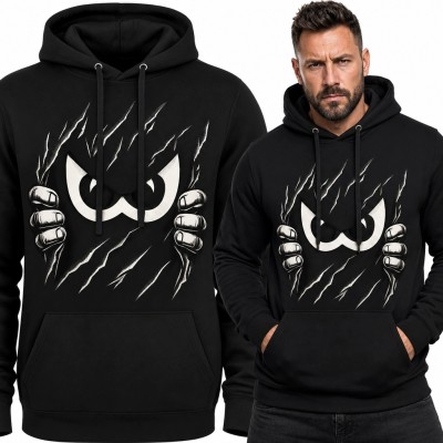 Bluza męska z kapturem - groźny potwór rozrywający powierzchnię