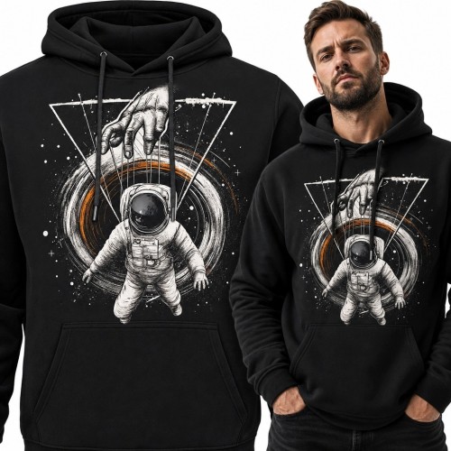Bluza męska z kapturem - astronauta-marionetka w kosmicznym portalu