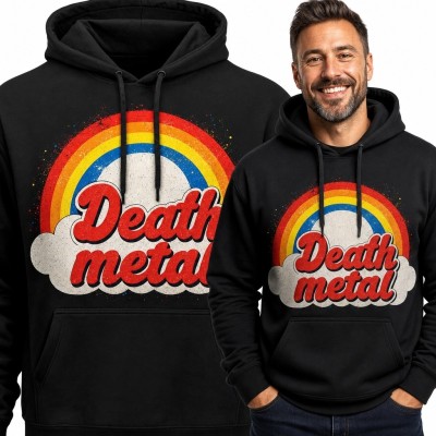 Bluza męska z kapturem „Death metal” z retro tęczą