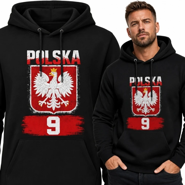 Bluza męska z kapturem z Orłem Białym i napisem „Polska” - numer 9