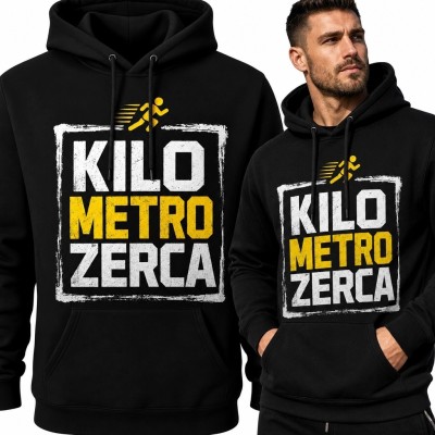 Bluza męska z kapturem dla biegacza „Kilo / metro / zerca”