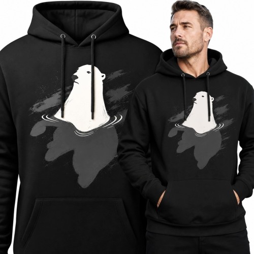 Bluza męska z kapturem - niedźwiedź polarny w wodzie