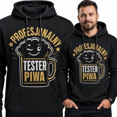 Bluza męska z kapturem - kufel piwa i napis „Profesjonalny tester piwa”
