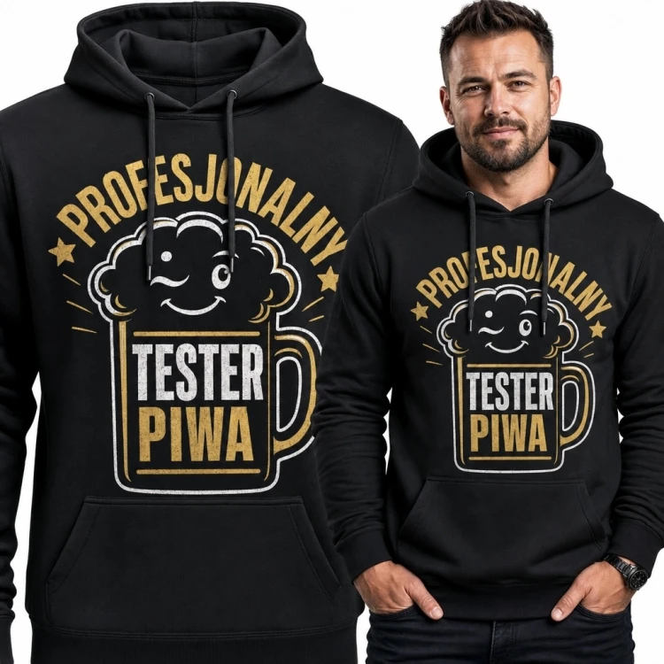 Bluza męska z kapturem - kufel piwa i napis „Profesjonalny tester piwa”