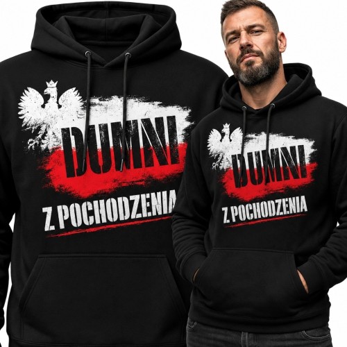 Bluza męska z kapturem z patriotycznym orłem - „Dumny z pochodzenia”