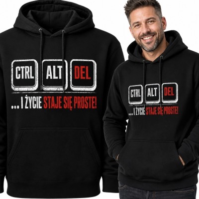 Bluza męska z kapturem dla informatyka „Ctrl Alt Del”