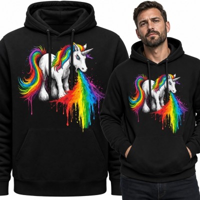 Bluza męska z kapturem - jednorożec wymiotujący tęczą