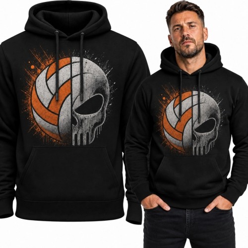 Bluza męska z kapturem - piłka siatkowa i czaszka w stylu grunge