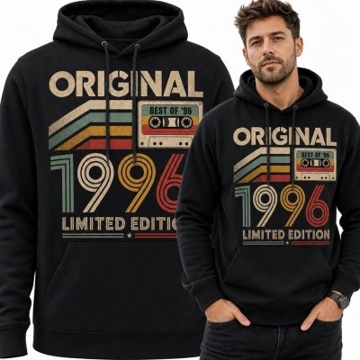 Bluza męska z kapturem „Original 1996 Limited Edition” na 30 urodziny - kaseta retro