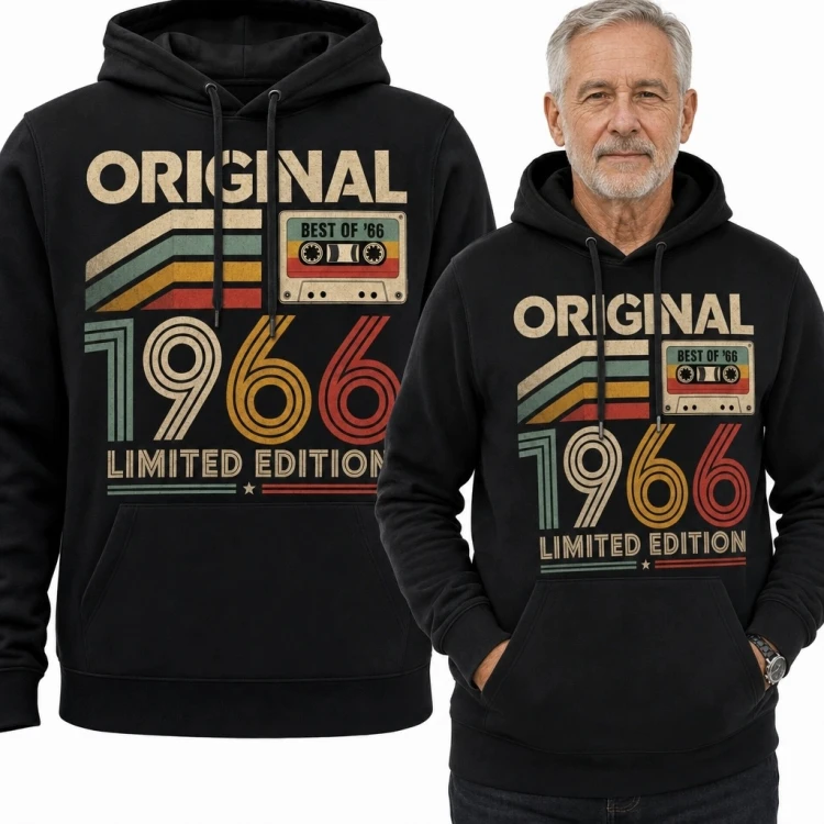 Bluza męska z kapturem „Original 1966” z kasetą - na 60 urodziny