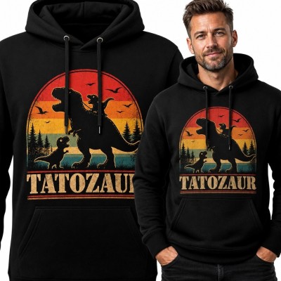 Bluza męska z kapturem dla taty z dinozaurami „Tatozaur”
