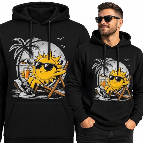 Bluza męska z kapturem - wyluzowane słońce na plaży