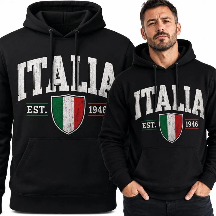 Bluza męska z kapturem „Italia” - tarcza w barwach Włoch