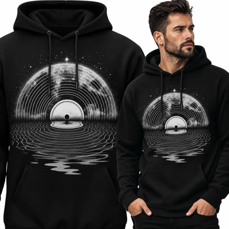 Bluza męska z kapturem - świetlista tarcza nad wodą