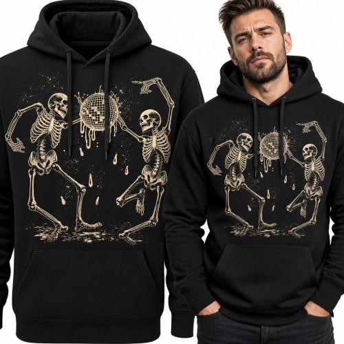Bluza męska z kapturem - tańczące szkielety z kulą dyskotekową