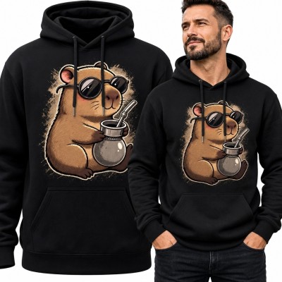 Bluza męska z kapturem - kapibara pijąca yerba mate