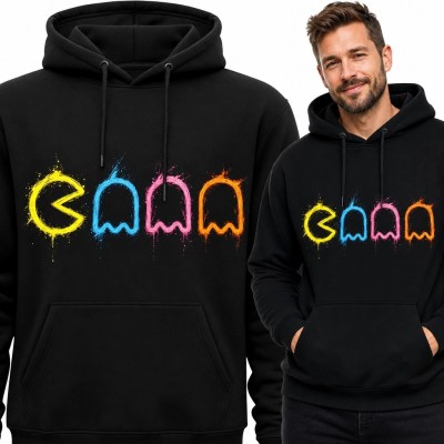 Bluza męska z kapturem - retro scena pościgu z gry arcade