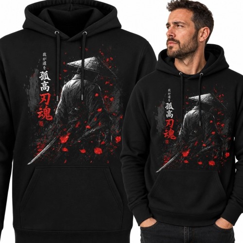 Bluza męska z kapturem - samotny samuraj z mieczem