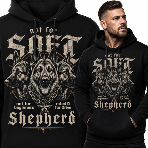 Bluza męska z kapturem z owczarkami niemieckimi „Not for soft”