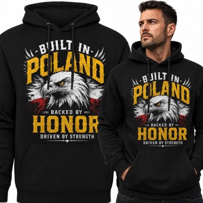 Bluza męska z kapturem „Built in Poland” - patriotyczny orzeł