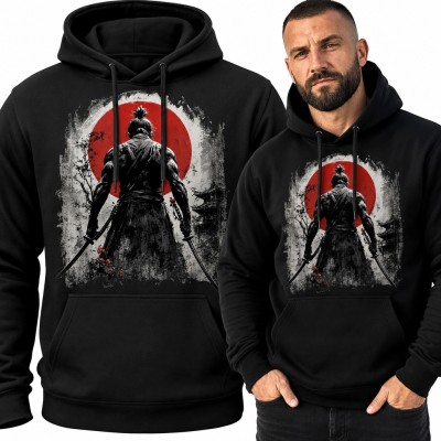 Bluza męska z kapturem - samuraj z dwoma mieczami